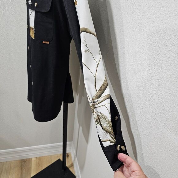 Realtree Black Shirt Mens L Legendary Whitetails Camo Long Sleeve Country Dressy - Picture 4 of 9